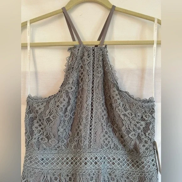 $168 Anthropologie Foxiedox Aquamarine Green Lace Halter Sleeveless Mini size S - Picture 4 of 10